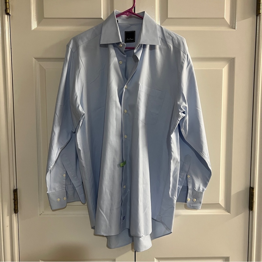 David Donahue Long Sleeve Button Down Shirt Blue size 16 32/33